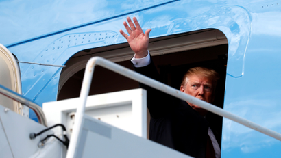 U.S. President Donald Trump departs from West Palm Beach, Florida