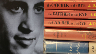 An image of Salinger next to his most famous book