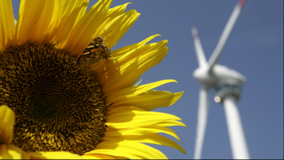 flower with wind turbine