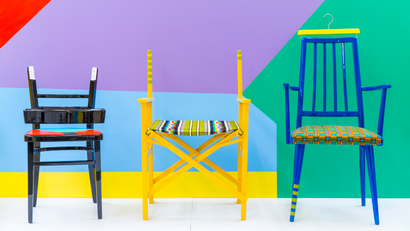 Designer Yinka Ilori uses chairs to tell the stories of people who sit in them