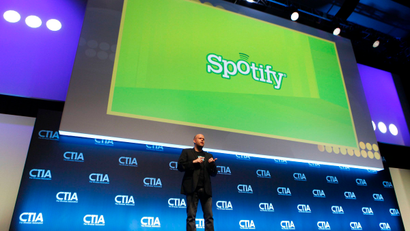 Daniel Ek, CEO &amp; Co-Founder of Spotify, addresses attendees during the International CTIA WIRELESS Conference &amp; Exposition in New Orleans