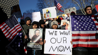 Yemeni Americans in New York protesting the travel ban in December 2017 in New York.