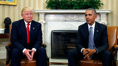 U.S. President Obama meets with President-elect Trump in the White House Oval Office in Washington