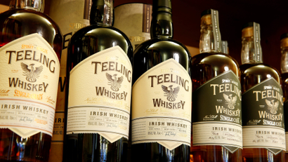 Bottles of single malt whiskey of Irish distillery Teeling are offered in Zurich