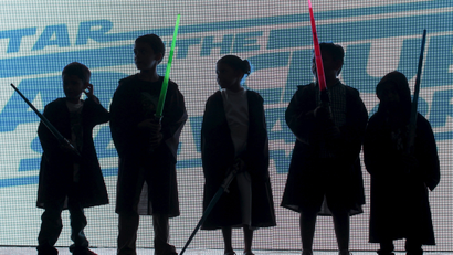 Children dressed as Jedi characters from Star Wars