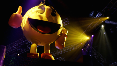 Pac-Man adorns Namco display at the E3 Expo in Los Angeles.