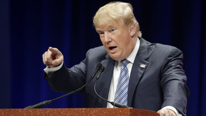 Republican presidential candidate Donald Trump addresses the Sunshine Summit in Orlando, Fla., Friday, Nov. 13, 2015. (AP Photo/John Raoux)