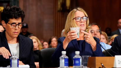 Christine Blasey Ford testifies in front of the Senate Judiciary Committee confirmation hearing.