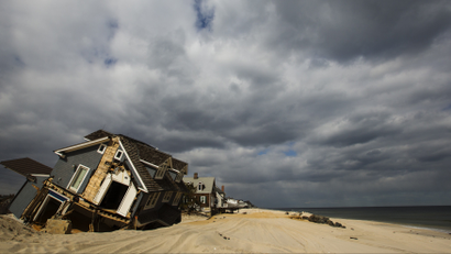 A home destroyed nearly five months ago during the landfall of Superstorm Sandy is pictured in Mantoloking, New Jersey