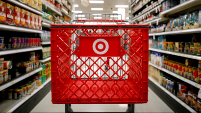 A shopping cart is seen in a Target store.