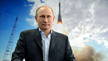 ussian President Vladimir Putin holds a communication session with the crew of the International Space Station (ISS) on Cosmonautics Day during his visit to the Amursk Region, April 12, 2013.