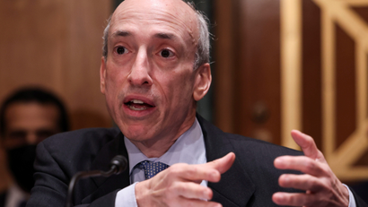 US Securities and Exchange Commission chair Gary Gensler testifies at a Senate Banking, Housing, and Urban Affairs Committee hearing on Capitol Hill in September 2021.