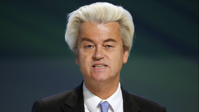 Dutch far-right Party for Freedom (PVV) leader Geert Wilders talks during a news conference at the end of the "Europe of Nations and Freedom" meeting in Milan, January 29, 2016.