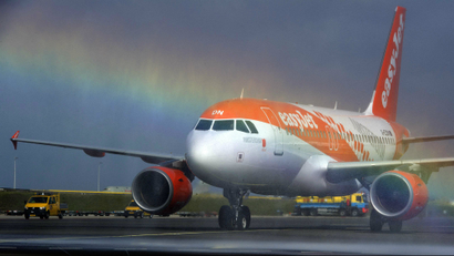 An easyJet aircraft especially decorated in Dutch colors and sesign is presented at Schiphol Airport, the Netherlands.
