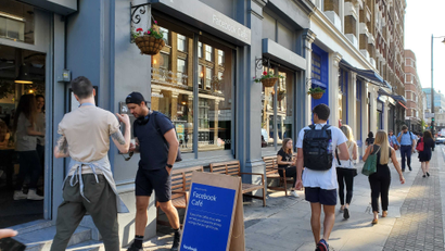 Facebook's pop-up at the Attendant coffee shop in Shoreditch, London.