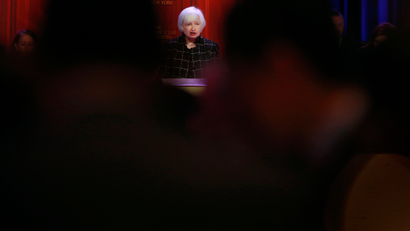 U.S. Federal Reserve chair Yellen speaks to the Economic Club of New York in New York