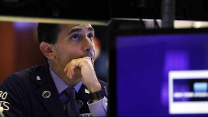 A worried stock trader