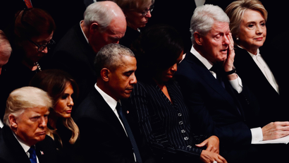 Donald and Melania Trump, Barack and Michelle Obama, and Bill and Hillary Clinton.