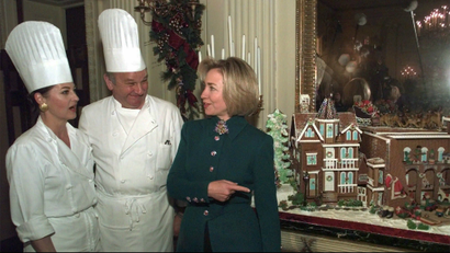 hillary clinton, gingerbread house, holiday cookies
