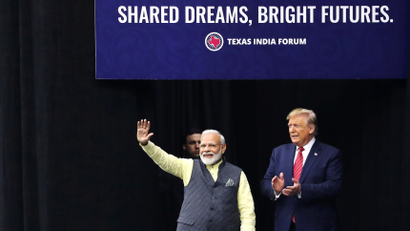 U.S. President Donald Trump and India's Prime Minister Narendra Modi participate in the "Howdy Modi" event in Houston, Texas, U.S.