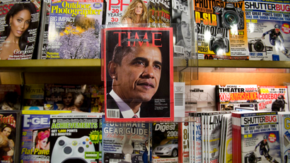 Time magazine on a newsstand