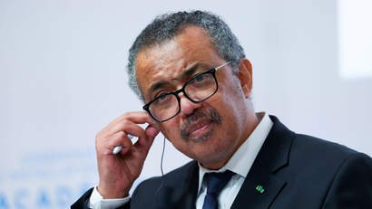 FILE PHOTO: WHO Director-General Tedros Adhanom Ghebreyesus attends a news conference after a ceremony for the opening of the WHO Academy, in Lyon, France, September 27, 2021.