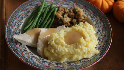 Thanksgiving meal mashed potatoes turkey