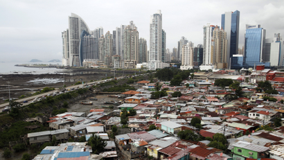 A general view of the low-income neighborhood known as Boca la Caja next to the business district in Panama City