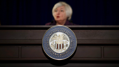 Federal Reserve Chair Janet Yellen attends a news conference.