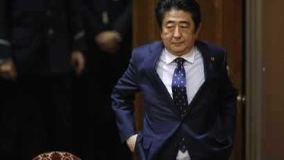 Japan's Prime Minister Shinzo Abe attends an upper house committee session at the parliament in Tokyo February 3, 2015.