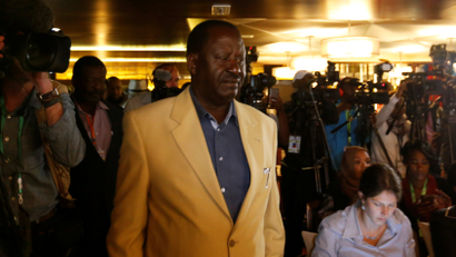 Kenyan opposition leader Raila Odinga, the presidential candidate of the National Super Alliance (NASA) coalition, arrives for a news conference in Nairobi, Kenya August 10, 2017.