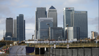 The Canary Wharf financial district in London