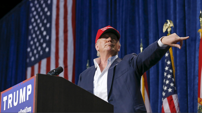 Trump wears a Make America Great Again hat