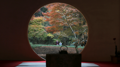 japan window autumn