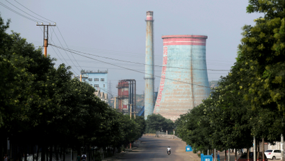 A power plant next to a coal mine on the outskirts of Xiaoyi, China's Shanxi province