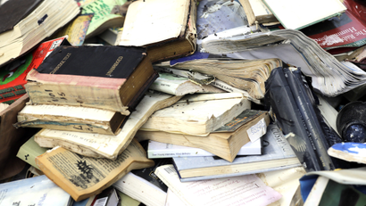 books damaged by Hurricane Harvey Houston Texas