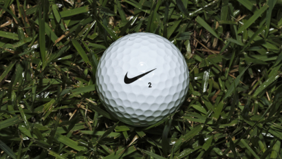 A Nike One golf ball is seen Friday, June 21, 2013, in Tampa, Fla. Nike Inc. reports quarterly financial results after the market closes Thursday, June 27, 2013. (AP Photo/Chris O'Meara)