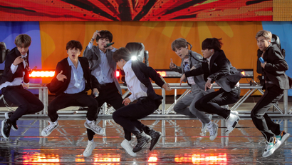 K-Pop band BTS performs on ABC's "Good Morning America" show in New York in 2019.