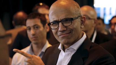 Satya Nadella, CEO of Microsoft gestures