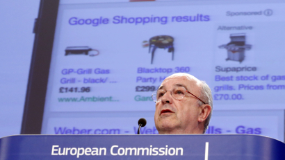 EU Competition Commissioner Almunia speaks during a news conference in Brussels