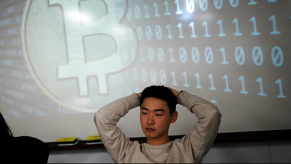 A university student, a member of a club studying cryptocurrencies, attends a meeting at a university in Seoul, South Korea, December 20, 2017.