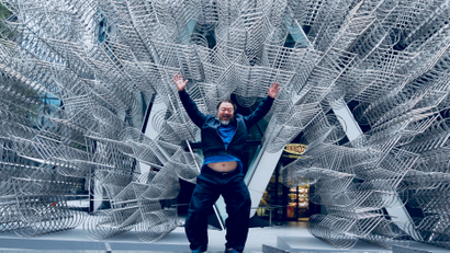 Artist Ai Weiwei visits his sculpture, 'Forever' in London in 2015.