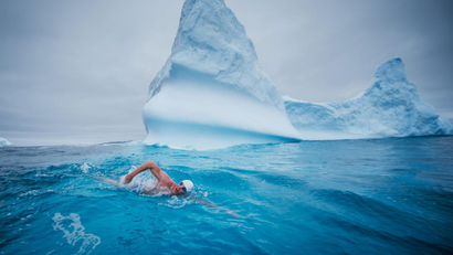 Lewis Pugh swims in the Ross Sea