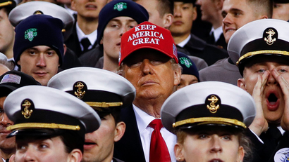 U.S. President Donald Trump attends the annual Army-Navy football game at Lincoln Finnanical Field in Philadelphia, Pennsylvania, U.S.