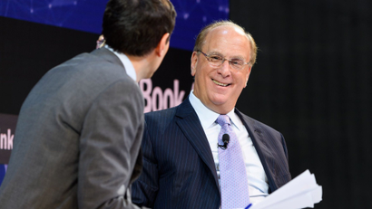 New York Times journalist Andrew Ross Sorkin interviews Larry Fink, CEO of BlackRock at the DealBook Conference, 2018