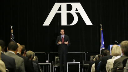 Former FBI Director James Comey talks to the American Bar Association, which opposes anti-corruption legislation.