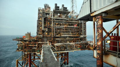 A section of an oil platform in the North Sea.