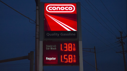 A Conoco gasoline station in St. Louis, Missouri January 14, 2015, as gas prices dropped across the country over the last three months.