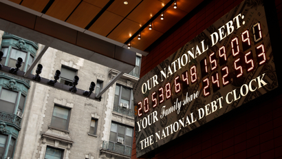 The national debt clock in Manhattan.
