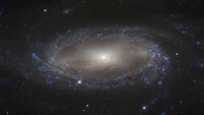 A spiral galaxy in space.